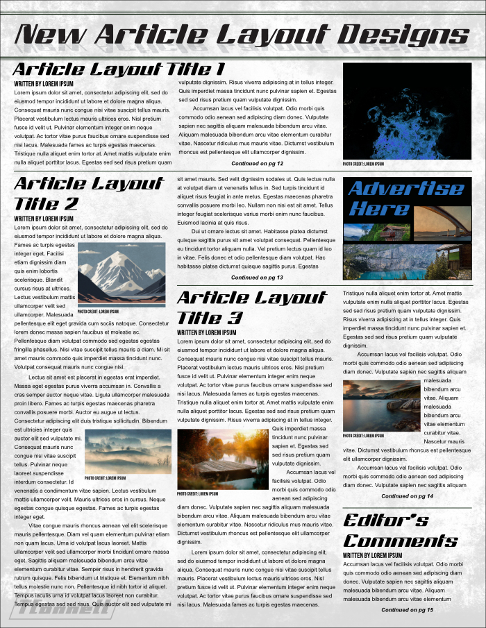 faux headlines and articles design layout